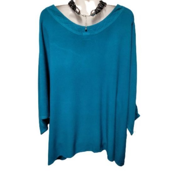 Blue Cotton Top with Dolman Sleeve - Picture 5 of 9